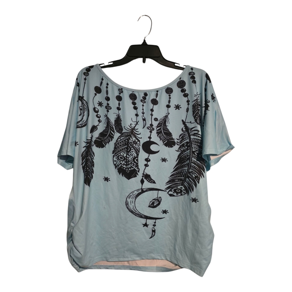 Rosegal Blue and Green Boxy Relaxed T-Shirt